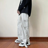 Hearujoy Zipper Cargo Pants Men Parachute White Cargo Trousers Male Hip Hop Streetwear Vintage Loose Casual Safari Style 5XL